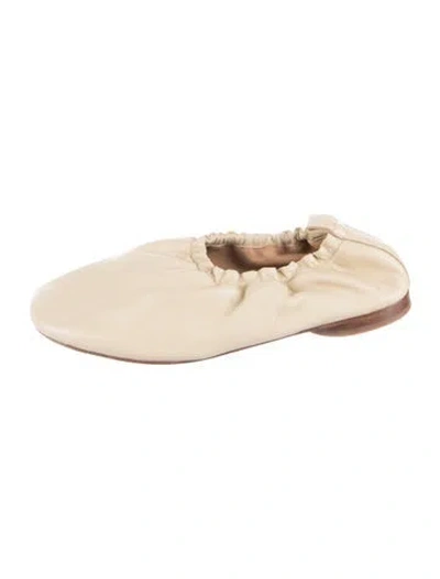 Pre-owned Mansur Gavriel Leather Pleated Accents Ballet Flats In Neutrals
