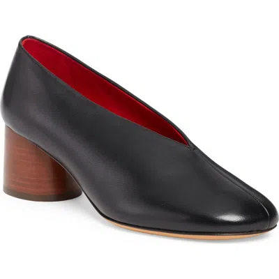 Mansur Gavriel Leather Pump In Black/flamma
