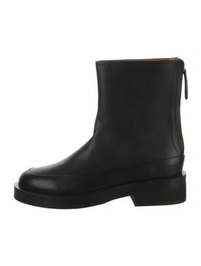 Pre-owned Mansur Gavriel Leather Rain Boots In Black