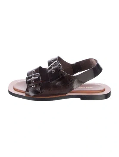 Pre-owned Mansur Gavriel Leather Sandals In Brown
