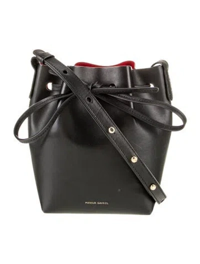 Pre-owned Mansur Gavriel Leather Shoulder Bag In Black