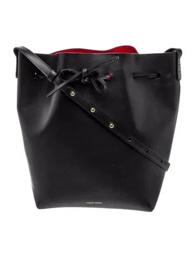 Pre-owned Mansur Gavriel Leather Shoulder Bag In Black