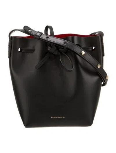 Pre-owned Mansur Gavriel Leather Shoulder Bag In Black