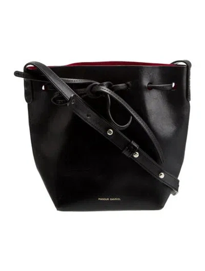 Pre-owned Mansur Gavriel Leather Shoulder Bag In Black