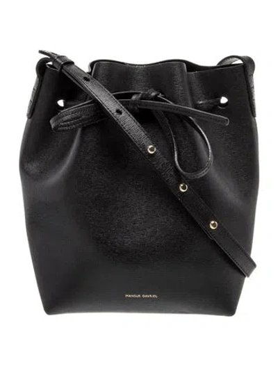 Pre-owned Mansur Gavriel Leather Shoulder Bag In Black