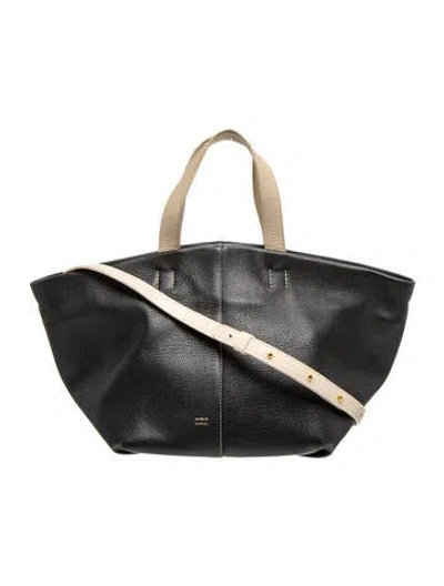 Pre-owned Mansur Gavriel Leather Shoulder Bag In Black