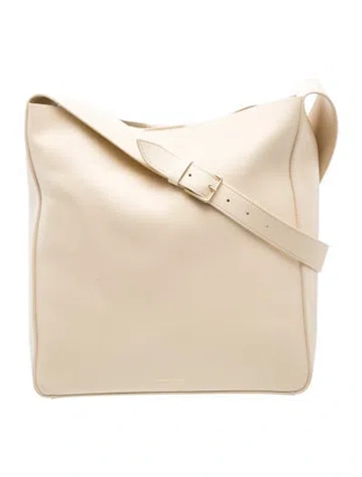 Pre-owned Mansur Gavriel Leather Shoulder Bag Large W/ Tags In Neutrals