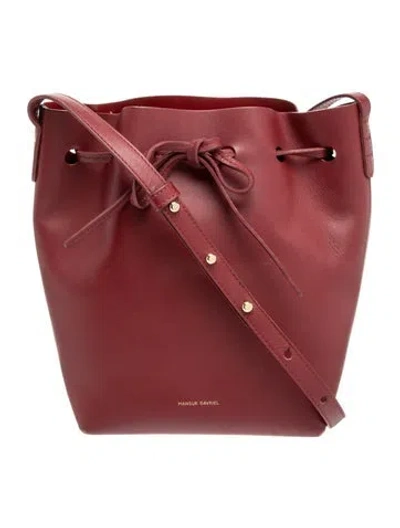 Pre-owned Mansur Gavriel Leather Shoulder Bag In Red