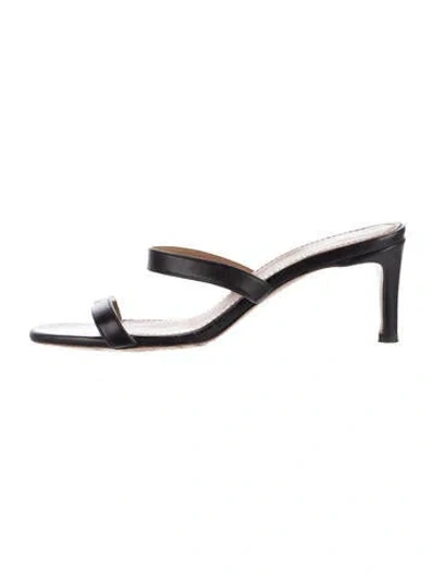 Pre-owned Mansur Gavriel Leather Slides In Black