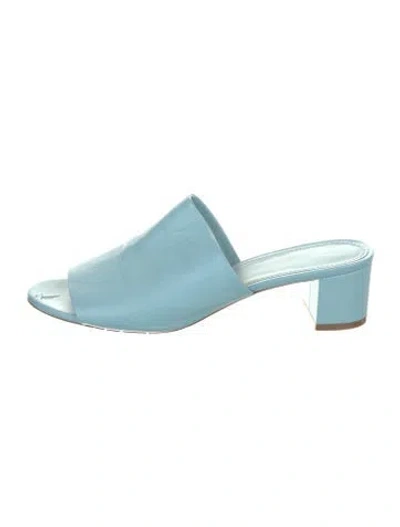 Pre-owned Mansur Gavriel Leather Slides In Blue