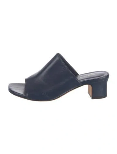 Pre-owned Mansur Gavriel Leather Slides In Blue