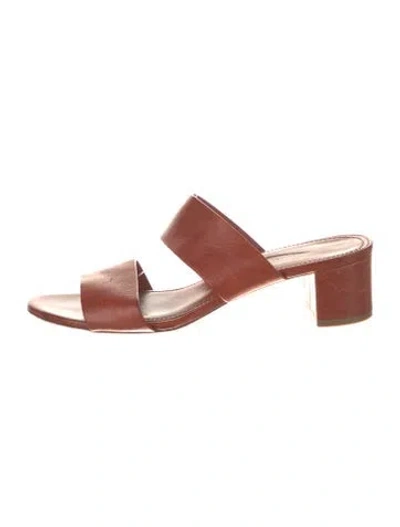 Pre-owned Mansur Gavriel Leather Slides In Brown