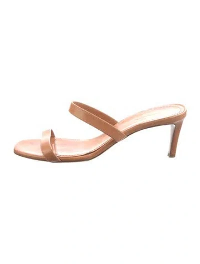 Pre-owned Mansur Gavriel Leather Slides In Brown