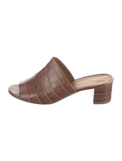 Pre-owned Mansur Gavriel Leather Slides In Brown