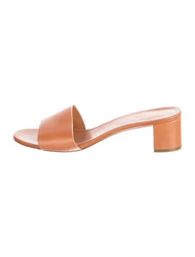 Pre-owned Mansur Gavriel Leather Slides In Brown