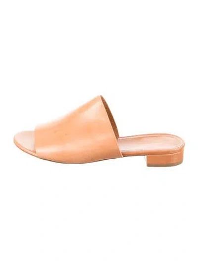 Pre-owned Mansur Gavriel Leather Slides In Brown