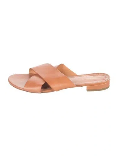 Pre-owned Mansur Gavriel Leather Slides In Brown