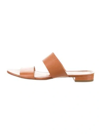 Pre-owned Mansur Gavriel Leather Slides In Brown
