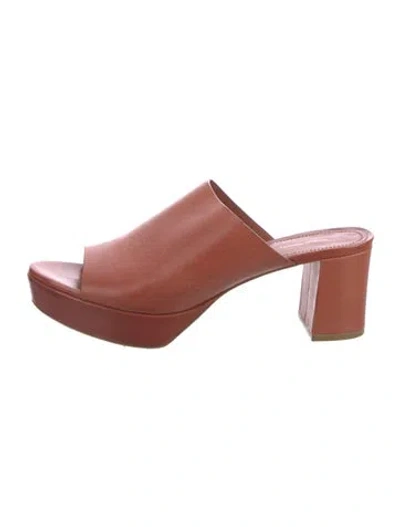 Pre-owned Mansur Gavriel Leather Slides In Brown