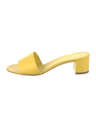 Pre-owned Mansur Gavriel Leather Slides In Brown/yellow