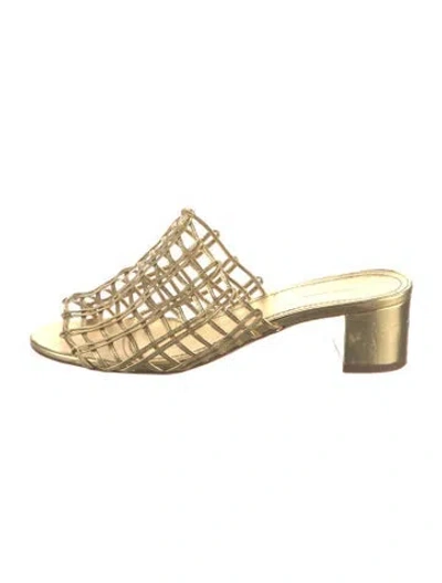 Pre-owned Mansur Gavriel Leather Slides In Gold