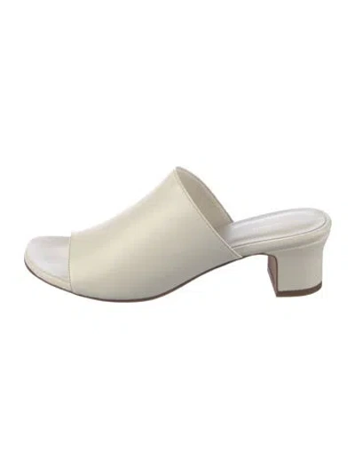 Pre-owned Mansur Gavriel Leather Slides In Neutrals/white