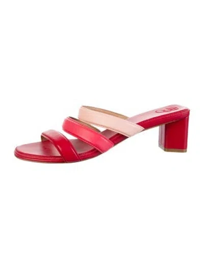 Pre-owned Mansur Gavriel Leather Slides In Red