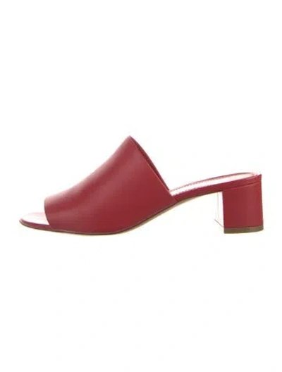 Pre-owned Mansur Gavriel Leather Slides In Red