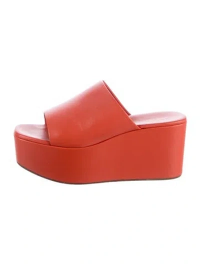 Pre-owned Mansur Gavriel Leather Slides In Red