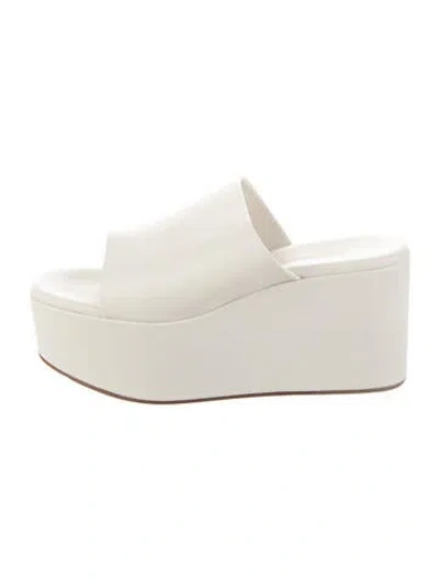 Pre-owned Mansur Gavriel Leather Slides In White