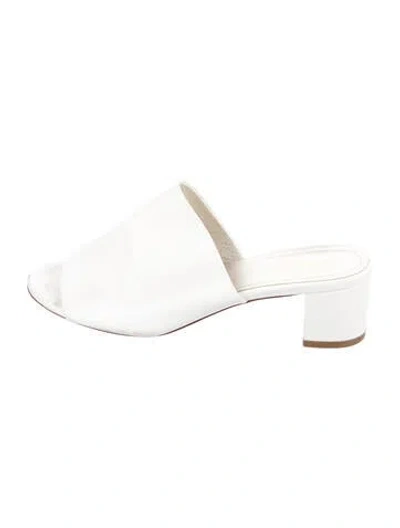 Pre-owned Mansur Gavriel Leather Slides In White