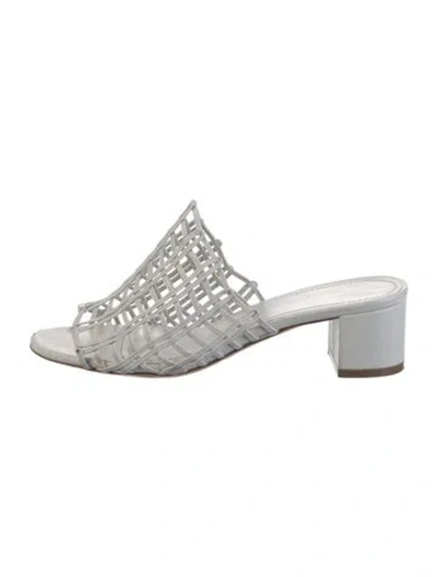 Pre-owned Mansur Gavriel Leather Slides In White