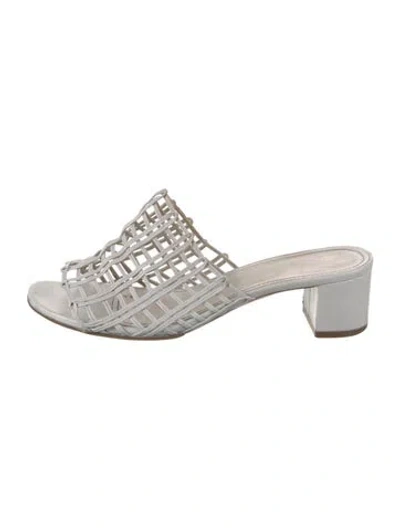Pre-owned Mansur Gavriel Leather Slides In White