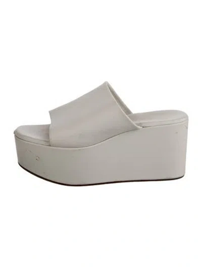 Pre-owned Mansur Gavriel Leather Slides In White