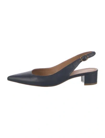 Pre-owned Mansur Gavriel Leather Slingback Flats In Blue