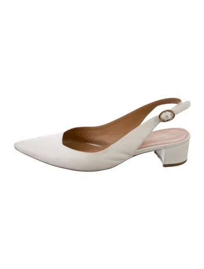 Pre-owned Mansur Gavriel Leather Slingback Flats In White