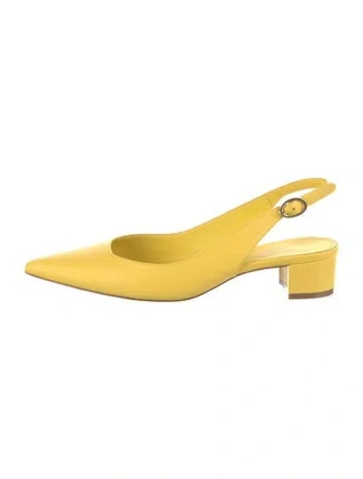 Pre-owned Mansur Gavriel Leather Slingback Flats In Yellow