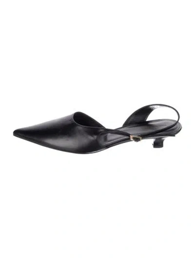 Pre-owned Mansur Gavriel Leather Slingback Pumps In Black