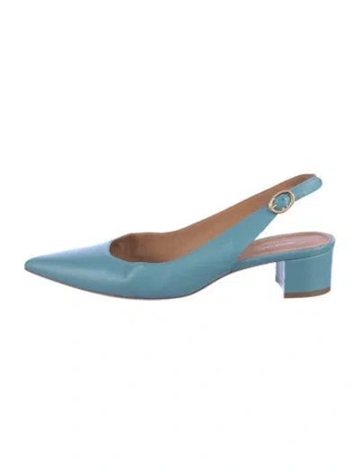 Pre-owned Mansur Gavriel Leather Slingback Pumps In Blue