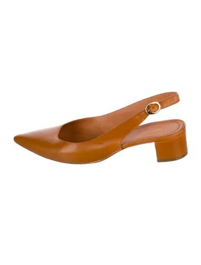 Pre-owned Mansur Gavriel Leather Slingback Pumps In Brown