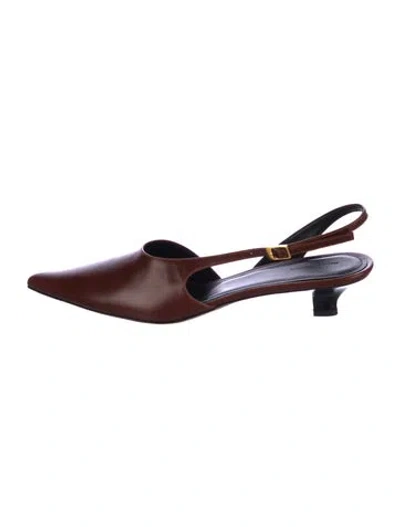 Pre-owned Mansur Gavriel Leather Slingback Pumps In Brown