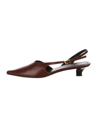Pre-owned Mansur Gavriel Leather Slingback Pumps In Brown