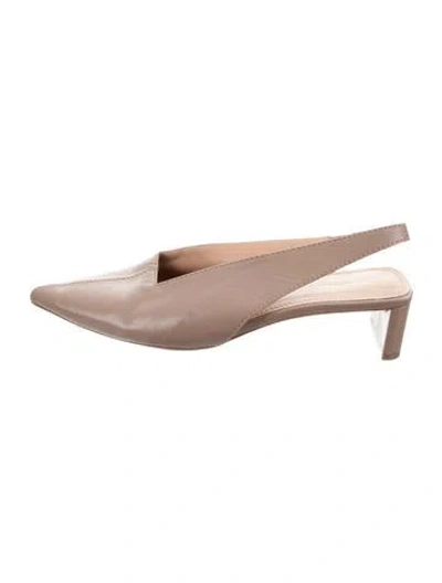 Pre-owned Mansur Gavriel Leather Slingback Pumps In Neutral