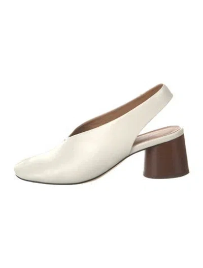 Pre-owned Mansur Gavriel Leather Slingback Pumps In White