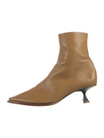 Pre-owned Mansur Gavriel Leather Sock Boots In Brown