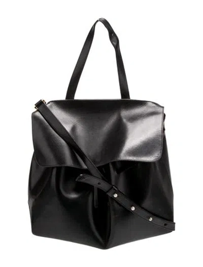Pre-owned Mansur Gavriel Leather Top Handle Bag In Black