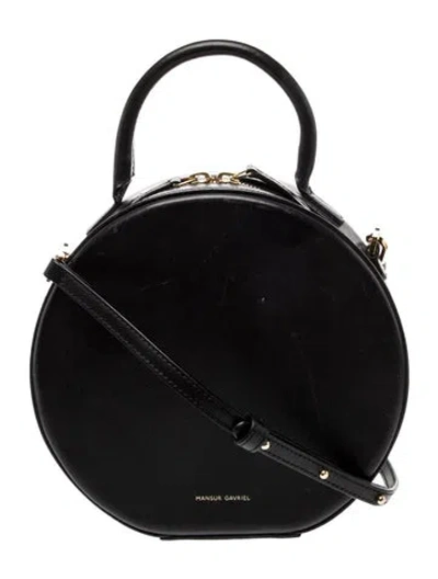 Pre-owned Mansur Gavriel Leather Top Handle Bag In Black