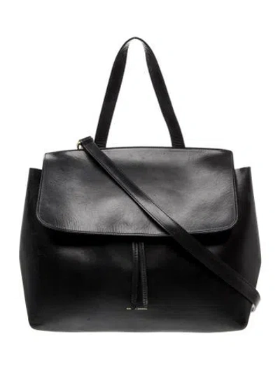 Pre-owned Mansur Gavriel Leather Top Handle Bag In Black