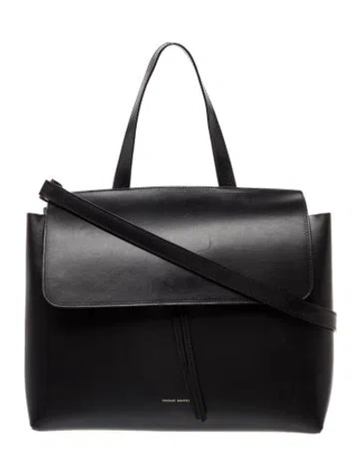 Pre-owned Mansur Gavriel Leather Top Handle Bag In Black