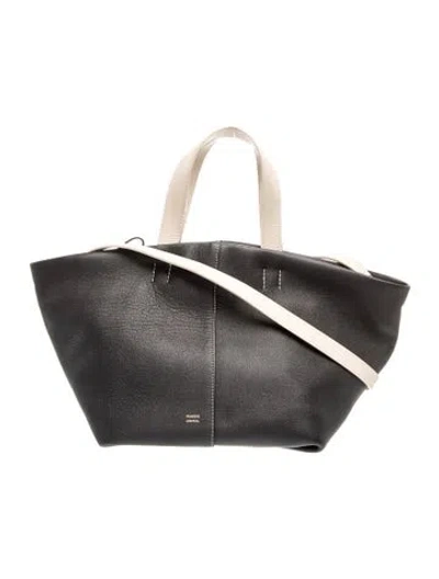 Pre-owned Mansur Gavriel Leather Top Handle Bag In Black